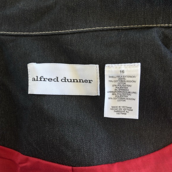 Vtg Alfred Dunner Black Denim Embroidered Beaded Fall Floral Jacket Women's 16‎ - Picture 4 of 4